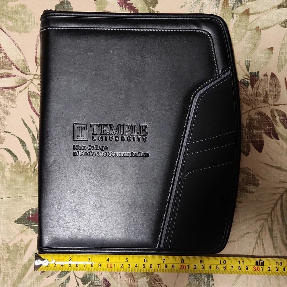 Leeds Temple University Zippered Padfolio Black DuraHyde Embossed